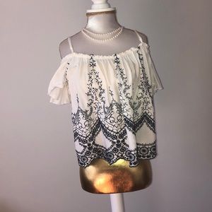Off the shoulder embroidered top